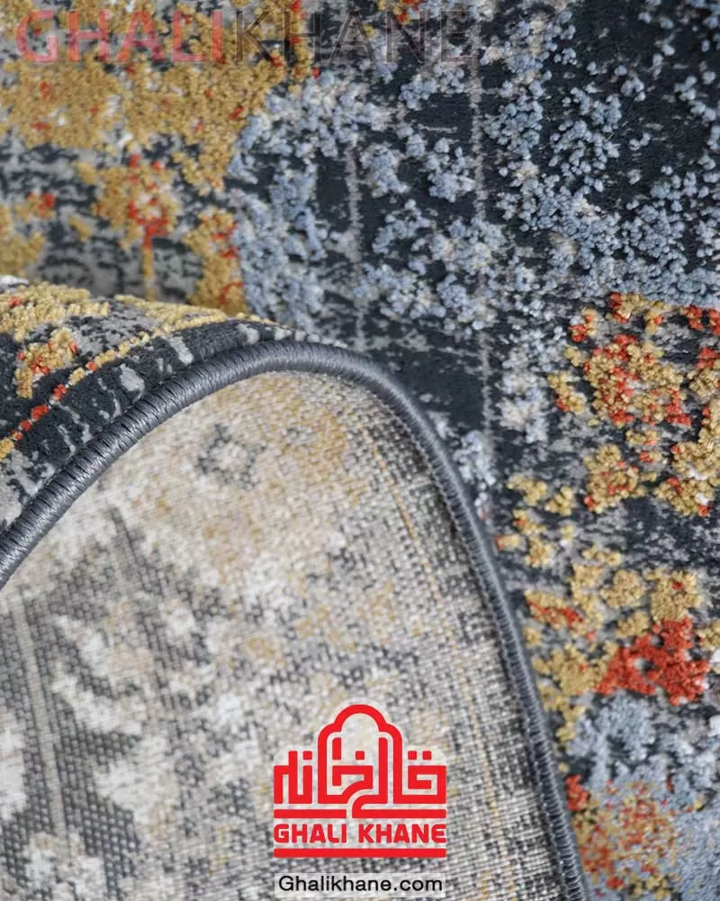 فرش ماشینی مشهد 700 شانه کد 87522 زغال سنگی