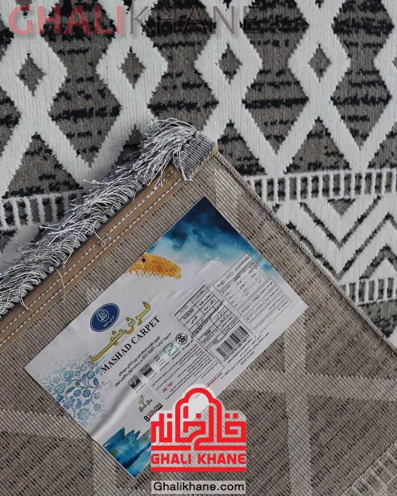 فرش ماشینی مشهد 350 شانه کد 39269 طوسی
