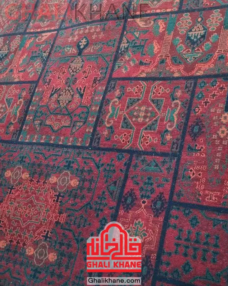 فرش ماشینی مشهد رنگ زمینه لاکی کد 871371