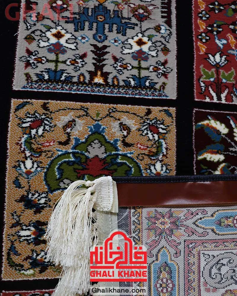 فرش هیوا طرح خشتی سرمه‌ای