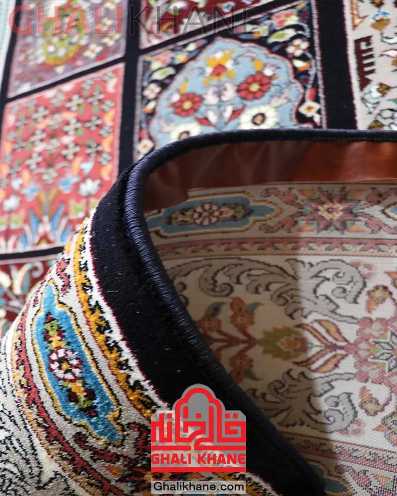 فرش هیوا 700 شانه طرح خشتی سرمه‌ای مناسب آشپزخانه