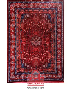 فرش تهران 1200 شانه طرح چهار باغ لاکی سرمه‌ای کاربنی