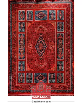 فرش تهران 1200 شانه طرح کتیبه لاکی سبز