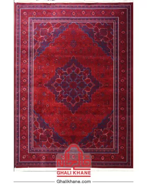 فرش تهران 1200 شانه طرح هریس درباری لاکی سرمه‌ای کاربنی
