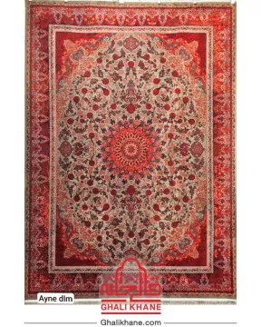 فرش تهران 1200 شانه طرح آیینه دودی  لاکی مسی