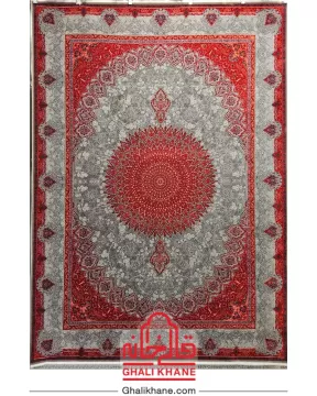 فرش تهران 1200 شانه طرح خورشید دودی لاکی طوسی