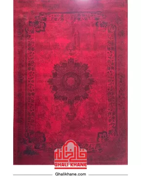 فرش ماشینی مشهد 700 شانه رنگ زمینه لاکی کد 871312