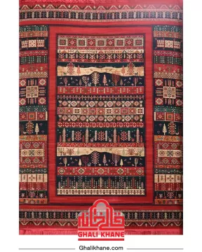 فرش هیوا کلکسیون بلوچ 700 شانه طرح سبز رنگ‌ لاکی