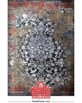 فرش ماشینی مشهد 700 شانه کد 87522 زغال سنگی