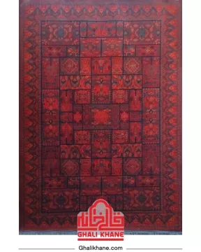 فرش ماشینی مشهد 700 شانه رنگ زمینه لاکی کد 871371
