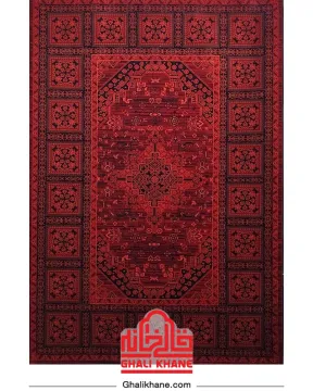 فرش ماشینی مشهد 700 شانه رنگ زمینه لاکی کد 871377