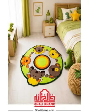 فرش فانتزی کودک زرباف طرح حیوانات