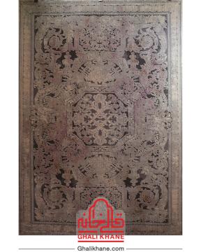 فرش ماشینی طرح کالرفول کد 1428 زمینه طوسی بنفش طرح فرانسوی