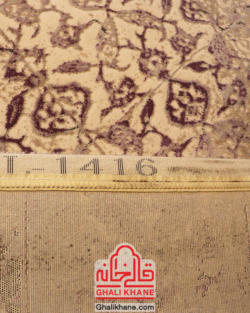 فرش ماشینی طرح کالرفول کد 1416 زمینه طوسی بنفش