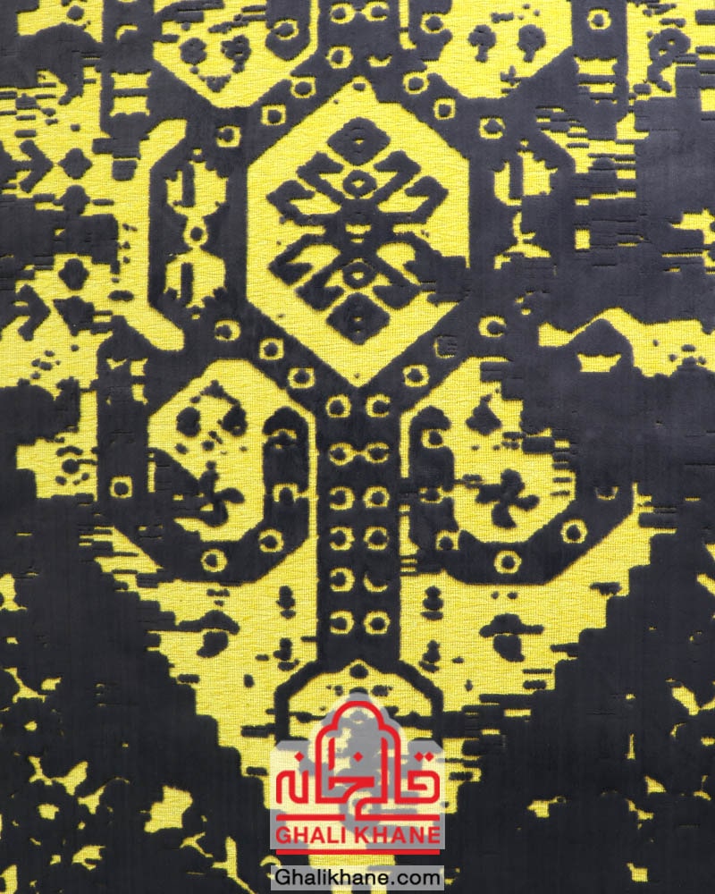 فرش ماشینی وینتیج طرح پتینه کد 2018 زرد