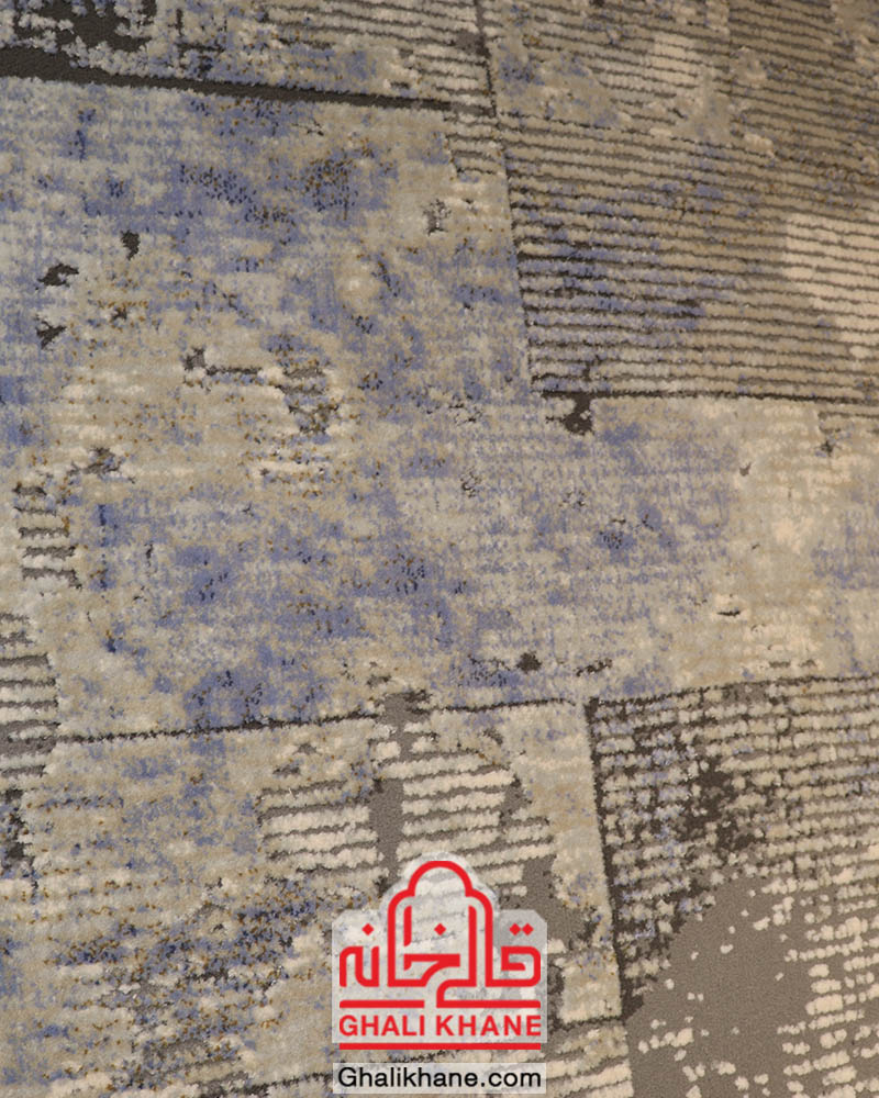 فرش ماشینی طرح کالرفول کد 1327 زمینه آبی طوسی