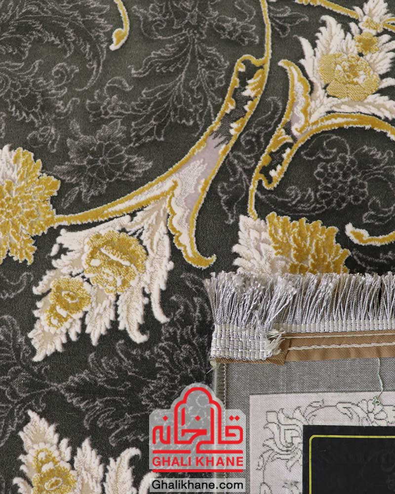 فرش مدرن طرح وینتیج 1200 شانه نینا دودی طلایی