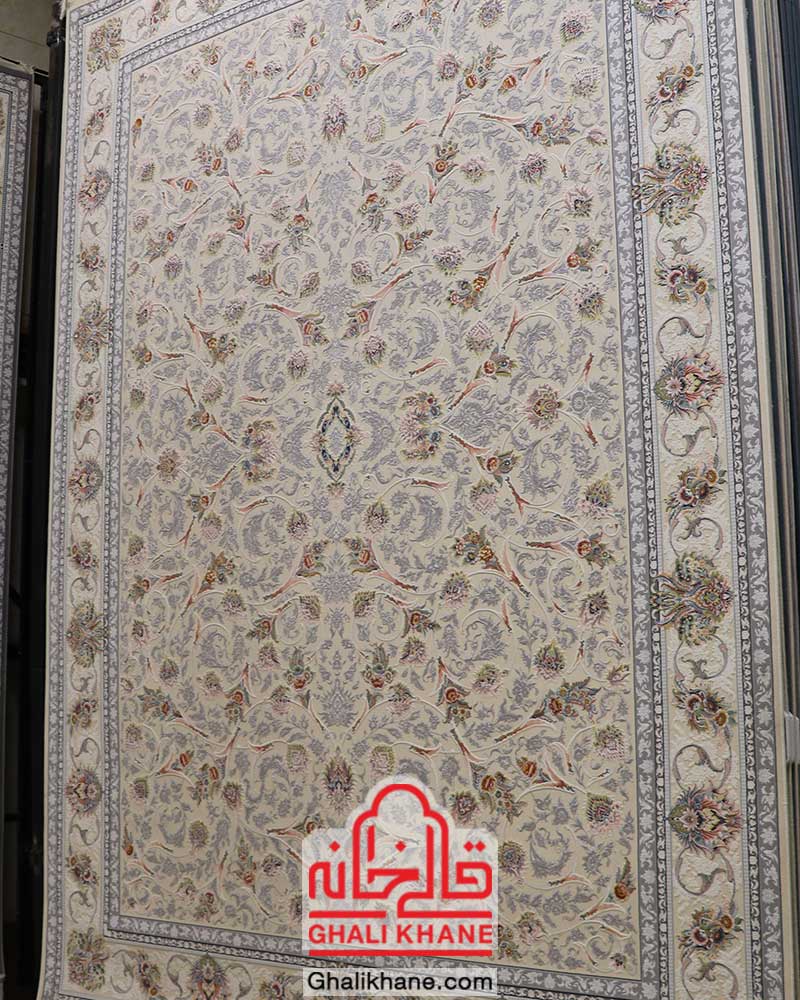 فرش ماشینی تهران 1200 شانه طرح افشان تابان کرم فیلی