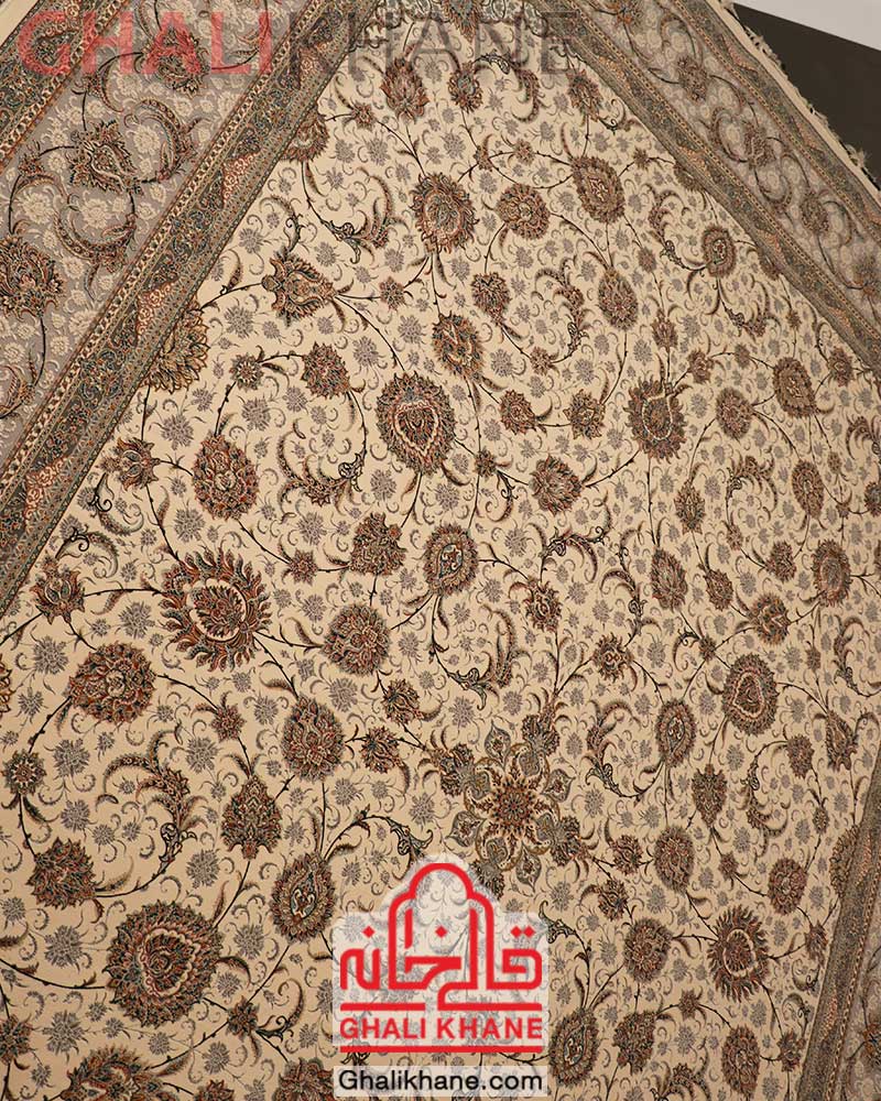 فرش ستاره کویر یزد 1500 شانه طرح افشان کرم کد E502-1003